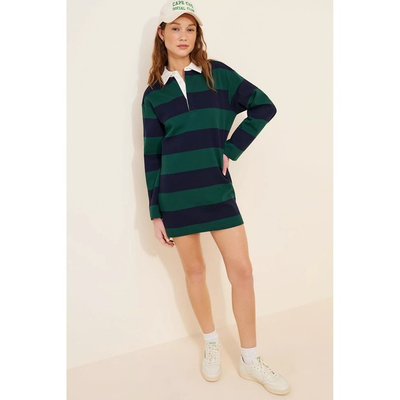 **NOT FOR SALE** Anthropologie Dolan Rugby Striped Polo Dress Navy Small - Picture 1 of 6